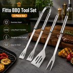 96 Pieces BBQ Tool Sets (3-Piece Stainless Steel Grill Utensil Set with Long Reach Handles and Hanging Loops)
