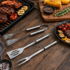 96 Pieces BBQ Tool Sets (3-Piece Stainless Steel Grill Utensil Set with Long Reach Handles and Hanging Loops)