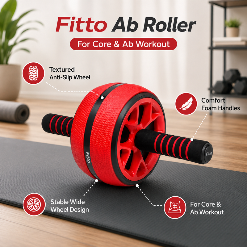 96 Pieces Ab Roller Wheels (Wide Anti-Slip Exercise Wheel with Foam Handles – Core and Ab Workout Equipment for Home Gym Strength Training – Red and Black)