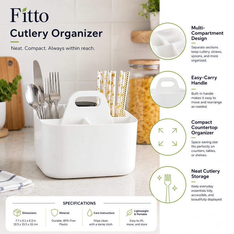 96 Pieces Cutlery Organizers (Portable Multi-Compartment Utensil Caddy with Handle for Kitchen Countertop)