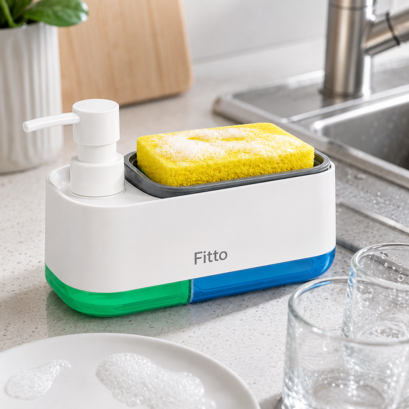 96 Pieces 2-in-1 Soap Dispensers (Sink Caddy with Sponge Holder and One-Press Pump for Kitchen)
