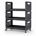 48 Pieces 3-Tier Storage Racks (Rolling Kitchen Organizer with Wheels and Side Baskets – 50 x 28.5 x 75 cm)