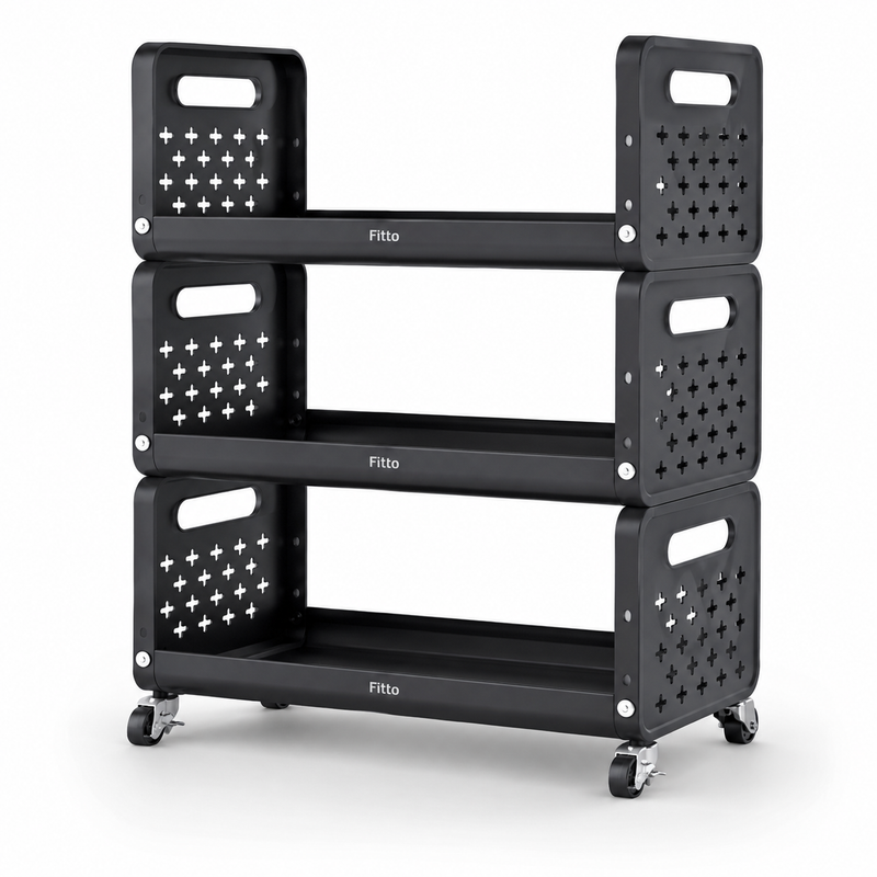 48 Pieces 3-Tier Storage Racks (Rolling Kitchen Organizer with Wheels and Side Baskets – 50 x 28.5 x 75 cm)