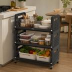 48 Pieces 3-Tier Storage Racks (Rolling Kitchen Organizer with Wheels and Side Baskets – 50 x 28.5 x 75 cm)