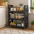 48 Pieces 3-Tier Storage Racks (Rolling Kitchen Organizer with Wheels and Side Baskets – 50 x 28.5 x 75 cm)