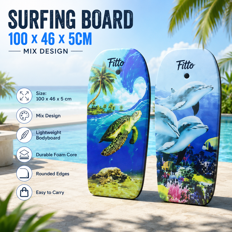 72 Pieces Surfing Boards (100 x 46 x 5 cm – Lightweight Foam Bodyboard with Double-Sided Ocean Print – Rounded Edges – Buoyant Beach Board – Mix Design)