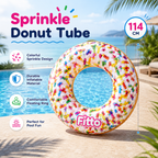 96 Pieces Sprinkle Donut Tubes (114 cm – Inflatable Swim Ring Float for Pool – Beach and Summer Outdoor Floating – Colorful Donut Design)