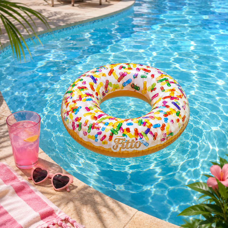 96 Pieces Sprinkle Donut Tubes (114 cm – Inflatable Swim Ring Float for Pool – Beach and Summer Outdoor Floating – Colorful Donut Design)