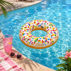 96 Pieces Sprinkle Donut Tubes (114 cm – Inflatable Swim Ring Float for Pool – Beach and Summer Outdoor Floating – Colorful Donut Design)