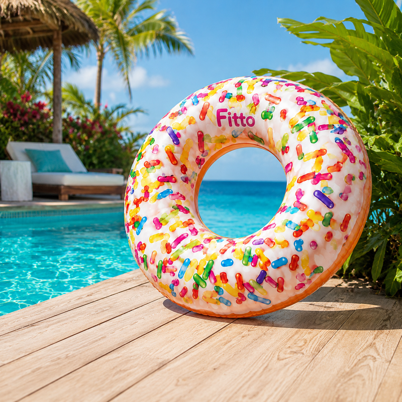 96 Pieces Sprinkle Donut Tubes (114 cm – Inflatable Swim Ring Float for Pool – Beach and Summer Outdoor Floating – Colorful Donut Design)