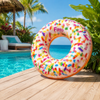 96 Pieces Sprinkle Donut Tubes (114 cm – Inflatable Swim Ring Float for Pool – Beach and Summer Outdoor Floating – Colorful Donut Design)