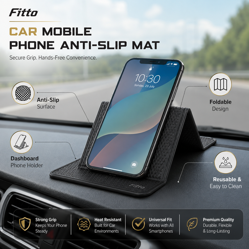 96 Pieces Car Mobile Phone Anti-Slip Mats with Foldable Dashboard Stand (Reusable Non-Slip Smartphone Holder for Hands-Free Viewing – Black)