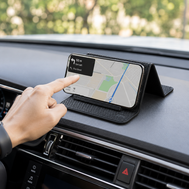 96 Pieces Car Mobile Phone Anti-Slip Mats with Foldable Dashboard Stand (Reusable Non-Slip Smartphone Holder for Hands-Free Viewing – Black)