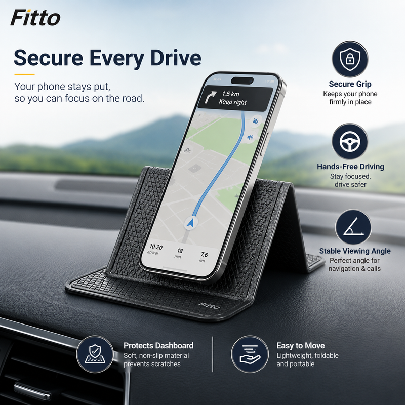 96 Pieces Car Mobile Phone Anti-Slip Mats with Foldable Dashboard Stand (Reusable Non-Slip Smartphone Holder for Hands-Free Viewing – Black)