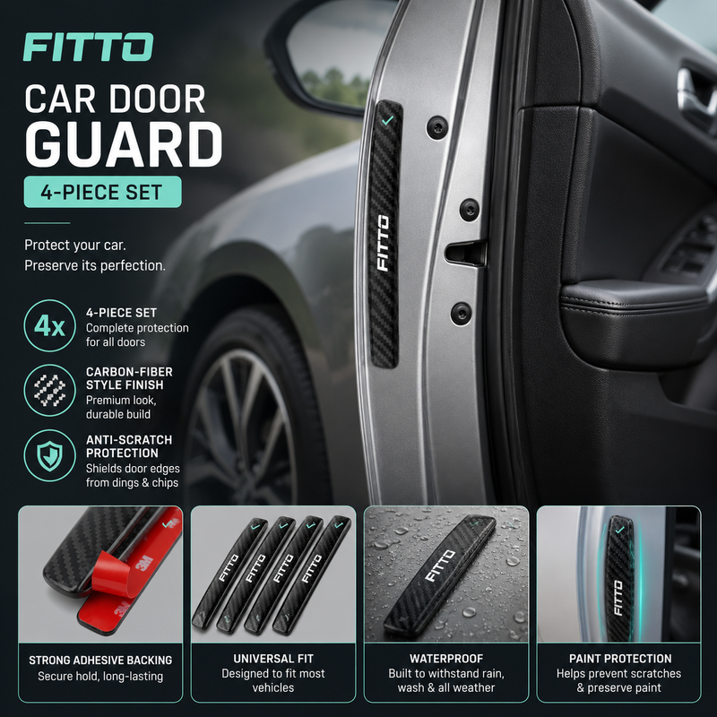 96 Pieces Car Door Edge Guards (4-Piece Carbon Fiber Style Adhesive Protector Strips for Vehicle Doors – Anti-Scratch Waterproof Trim Accessories – Black)