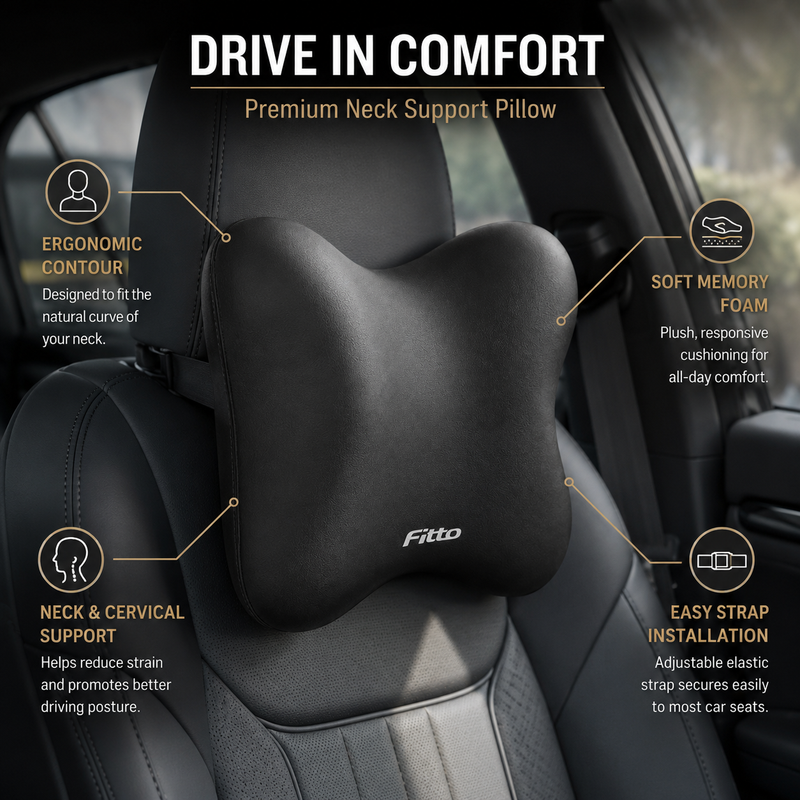 96 Pieces Car Neck Support Pillows (Cushioned Headrest Pad with Ergonomic Side Wings for Driving Comfort and Posture Support – Universal Vehicle Seat Accessory – Black)