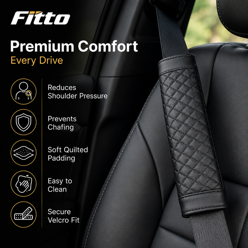 96 Pieces Car Seat Belt Shoulder Pads (Quilted Cushioned Strap Cover with Hook-and-Loop Closure for Reduced Chafing and Driving Comfort – Black)