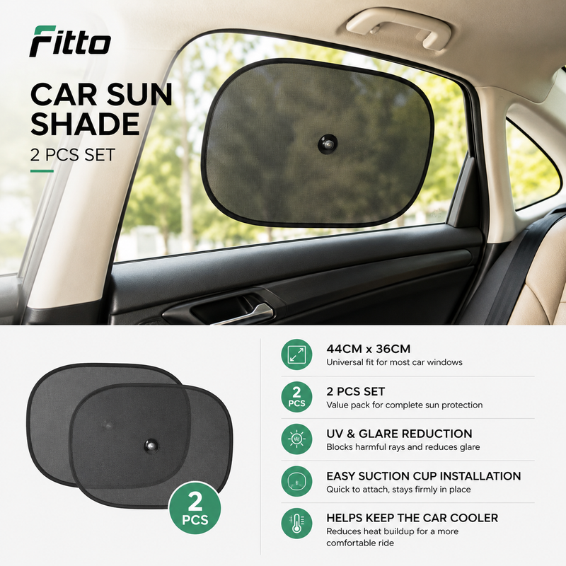 120 Pieces Car Side Window Sun Shades (2-Piece 44 x 36 cm Mesh Screen Set with Suction Cups for Glare Reduction and Added Privacy – Black)