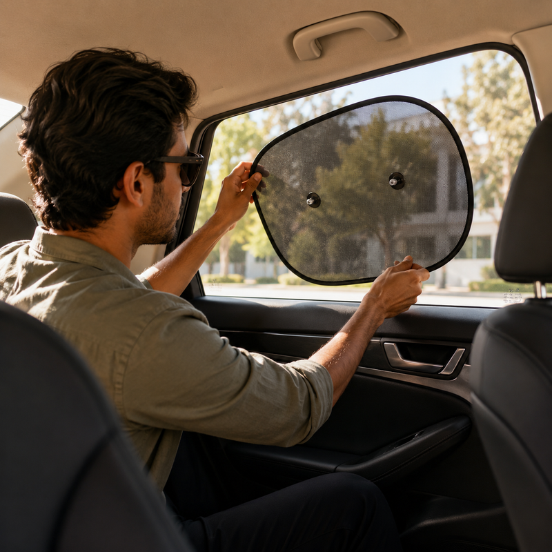 120 Pieces Car Side Window Sun Shades (2-Piece 44 x 36 cm Mesh Screen Set with Suction Cups for Glare Reduction and Added Privacy – Black)