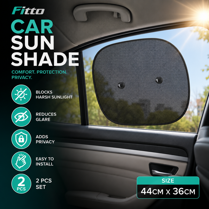 120 Pieces Car Side Window Sun Shades (2-Piece 44 x 36 cm Mesh Screen Set with Suction Cups for Glare Reduction and Added Privacy – Black)