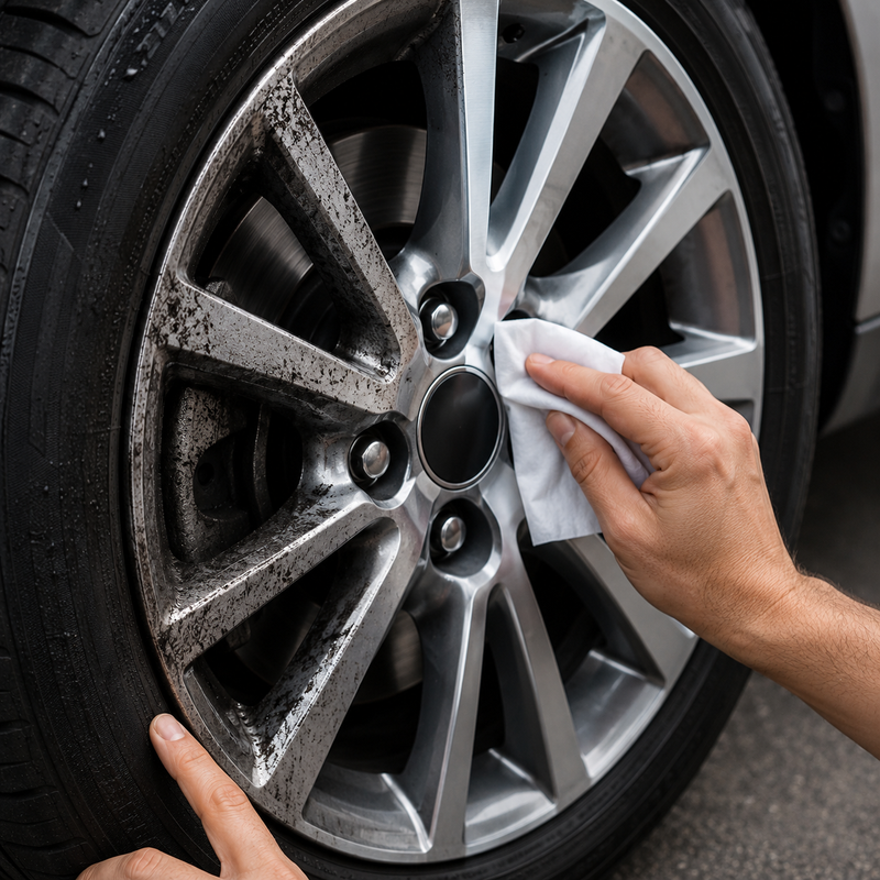 120 Pieces Wheel Cleaning Wipes (10-Count Resealable Pack for Brake Dust – Dirt and Grime – No-Rinse Automotive Rim Cleaning Cloths – White)