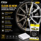 120 Pieces Wheel Cleaning Wipes (10-Count Resealable Pack for Brake Dust – Dirt and Grime – No-Rinse Automotive Rim Cleaning Cloths – White)