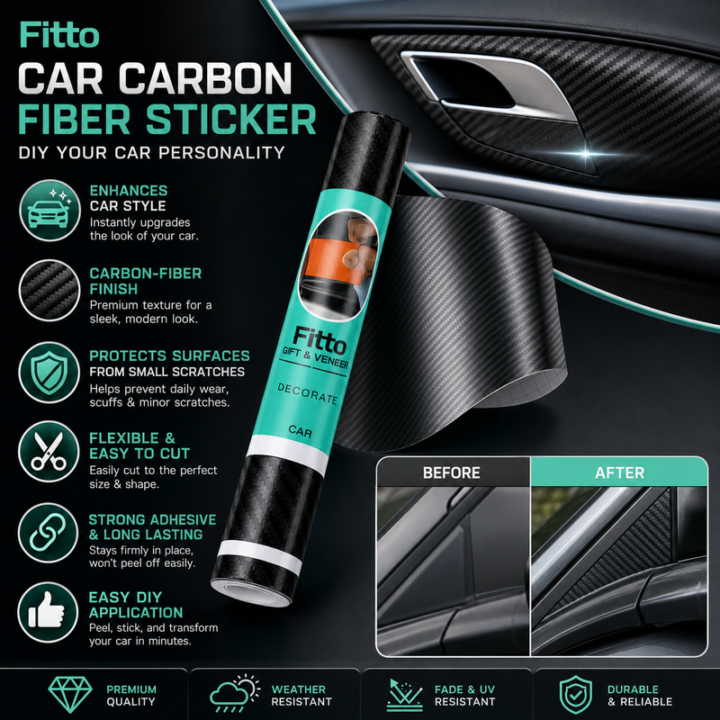 96 Pieces Carbon Fiber Vinyl Wrap Sticker Rolls for Car Interior and Exterior Trim (Flexible Self-Adhesive Decorative Film – Scratch-Resistant DIY Cut-to-Fit Sheet – Black)