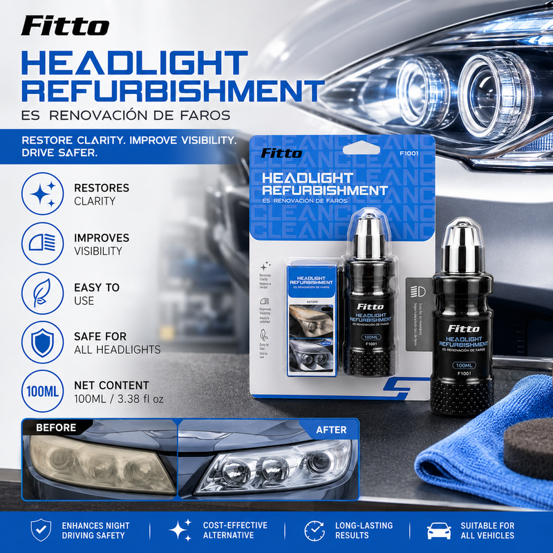 96 Pieces Headlight Refurbishment Polishes (100 ml – Car Headlamp Restoration Cleaner for Cloudy and Yellowed Lenses – Easy-Apply Automotive Care)