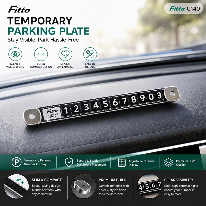 96 Pieces Temporary Parking Number Plates for Car Dashboard (Adjustable Phone Number Display with Easy-to-Read Digits – Black and Silver)