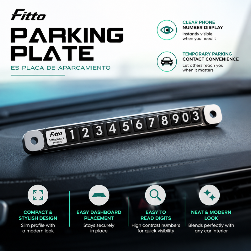 96 Pieces Temporary Parking Number Plates for Car Dashboard (Adjustable Phone Number Display with Easy-to-Read Digits – Black and Silver)