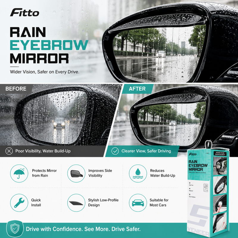 96 Pieces Car Side Mirror Rain Visors (2-Piece Eyebrow Guard Set for Reduced Water Build-Up and Improved Rear Visibility – Universal Fit – Black)