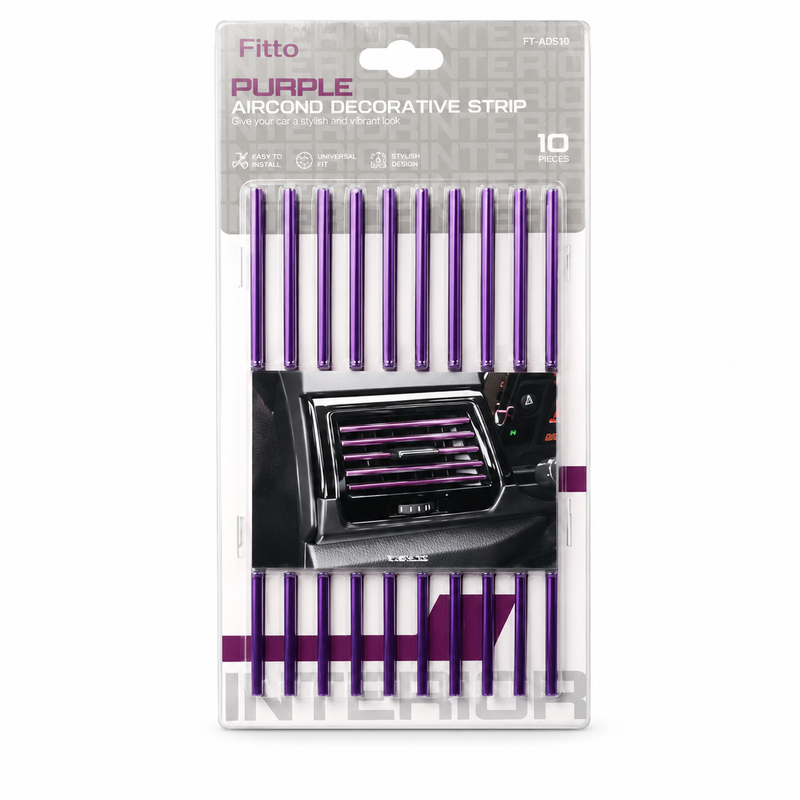 120 Pieces Car Air Vent Decorative Strips (10-Piece Clip-On Interior Trim Set – Approx. 8 cm Length x 5 mm Diameter – Purple)