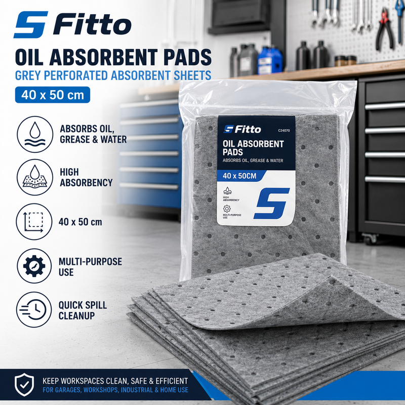 144 Pieces Oil Absorbent Pads (40 x 50 cm – Heavy-Duty Spill Control Mats for Oil – Grease and Workshop Leaks – Garage – Marine and Industrial Use – Grey)