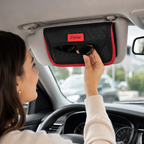 96 Pieces Car Sun Visor Organizers (Quilted Storage Bag with Multi-Purpose Pockets for Sunglasses – Cards – Documents – Tickets and Pens – Black and Red)