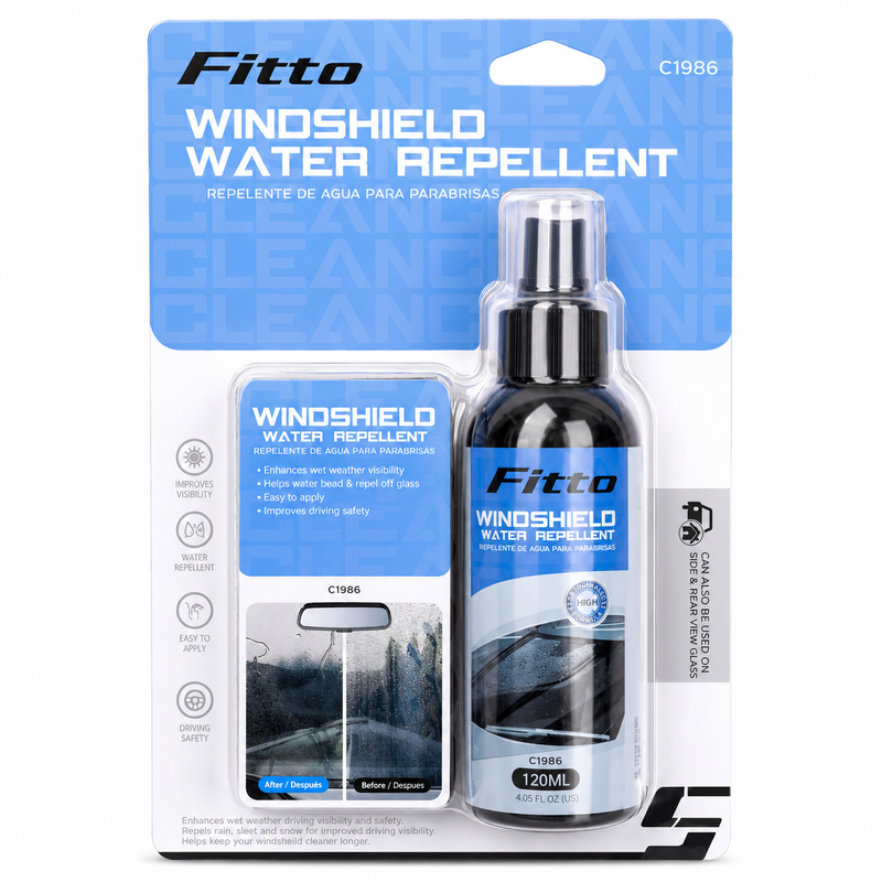 96 Pieces Windshield Water Repellent Sprays (120 ml with Applicator Pad – Hydrophobic Glass Coating for Windscreen – Side and Rear Windows – Black and Blue)