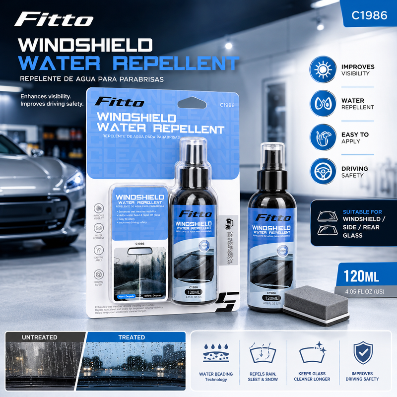 96 Pieces Windshield Water Repellent Sprays (120 ml with Applicator Pad – Hydrophobic Glass Coating for Windscreen – Side and Rear Windows – Black and Blue)