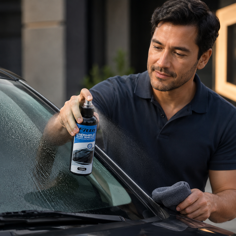 96 Pieces Windshield Water Repellent Sprays (120 ml with Applicator Pad – Hydrophobic Glass Coating for Windscreen – Side and Rear Windows – Black and Blue)