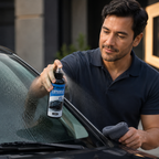 96 Pieces Windshield Water Repellent Sprays (120 ml with Applicator Pad – Hydrophobic Glass Coating for Windscreen – Side and Rear Windows – Black and Blue)