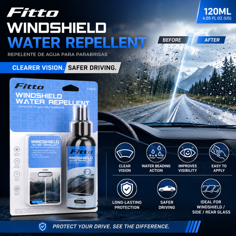 96 Pieces Windshield Water Repellent Sprays (120 ml with Applicator Pad – Hydrophobic Glass Coating for Windscreen – Side and Rear Windows – Black and Blue)