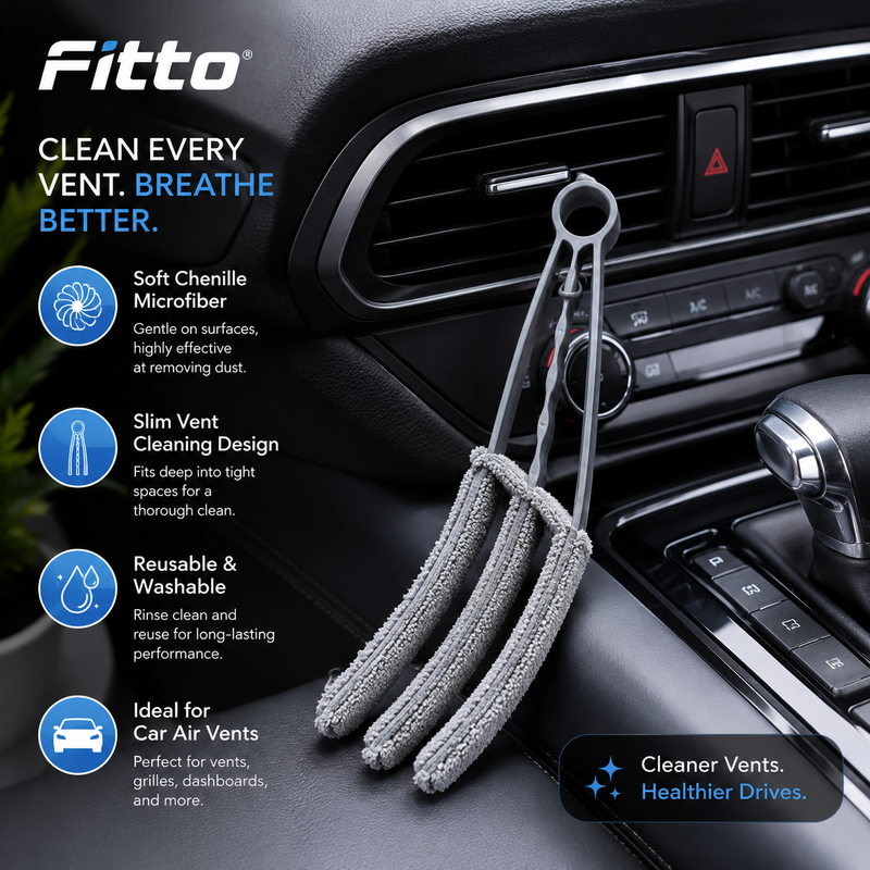 120 Pieces Car Air Vent Cleaning Brushes (Reusable Microfiber Detailing Tool for Dashboard – AC Vents and Narrow Interior Spaces – Grey and Black)