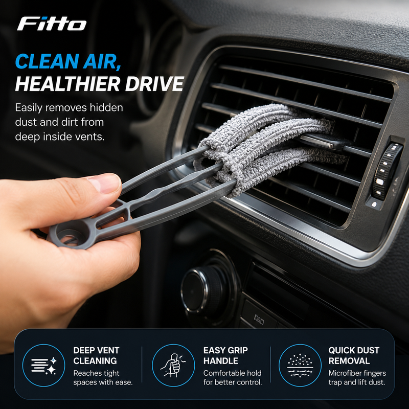 120 Pieces Car Air Vent Cleaning Brushes (Reusable Microfiber Detailing Tool for Dashboard – AC Vents and Narrow Interior Spaces – Grey and Black)