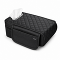 72 Pieces Car Armrest Tissue Covers with Side Storage Pocket (Quilted Padded Center Console Protector and Easy-Access Tissue Holder – Black)