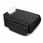 72 Pieces Car Armrest Tissue Covers with Side Storage Pocket (Quilted Padded Center Console Protector and Easy-Access Tissue Holder – Black)