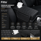 72 Pieces Car Armrest Tissue Covers with Side Storage Pocket (Quilted Padded Center Console Protector and Easy-Access Tissue Holder – Black)