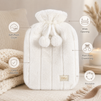 96 Pieces Hot Water Bags with Cover Knitted Reusable Warm Water Bottle Pouch (2L capacity – White)