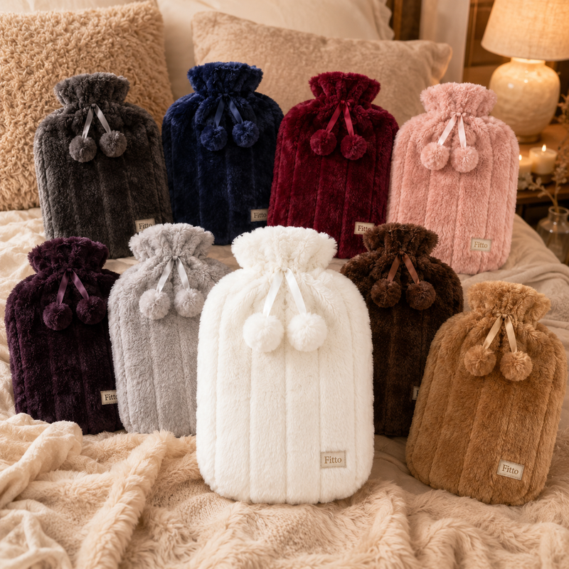 96 Pieces Hot Water Bags with Cover Knitted Reusable Warm Water Bottle Pouch (2L capacity – White)