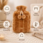 96 Pieces Hot Water Bags with Cover Knitted Reusable Warm Water Bottle Pouch (2L capacity – Brown)