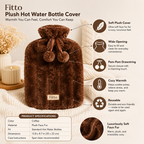 96 Pieces Hot Water Bags with Cover Knitted Reusable Warm Water Bottle Pouch (2L capacity – Dark Brown)