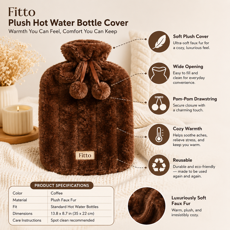 96 Pieces Hot Water Bags with Cover Knitted Reusable Warm Water Bottle Pouch (2L capacity – Dark Brown)