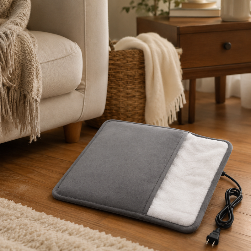 96 Pieces Ultra-Plush Electric Foot Warmers (Soft Gray Heated Foot Pocket with White Plush Lining – Attached Power Cord and Easy-Clean Design)